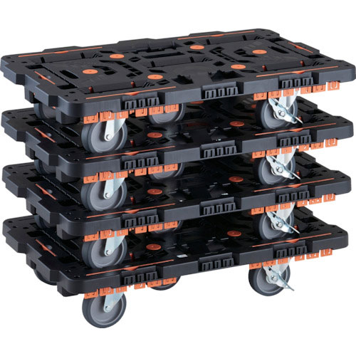 ＴＲＵＳＣＯ　まとめ買い　連結式樹脂製平台車　ビートル　７００Ｘ４５０　自在５輪　内２輪ストッパー付＿