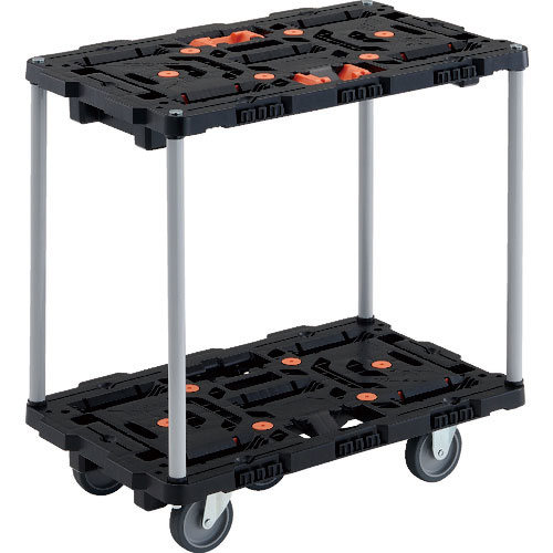 ＴＲＵＳＣＯ　連結式樹脂製２段台車　ビートル　７００Ｘ４５０　自在３輪　とめたろう付　ハンドルなし＿