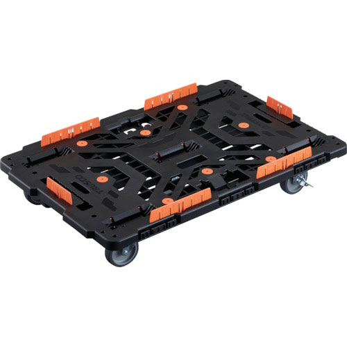 ＴＲＵＳＣＯ　連結式樹脂製平台車　ビートル　９００Ｘ６００　自在５輪　内２輪ストッパー付　柵付＿