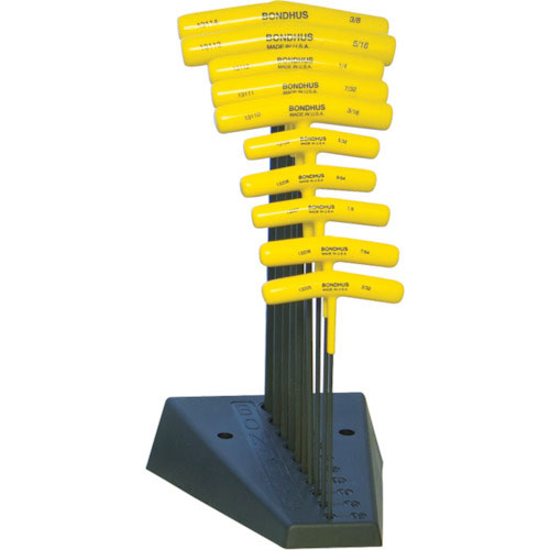 ボンダス　ボールポイント六角Ｔ－ハンドル　インチ　セット１０本組（３／３２－３／８＋スタンド）＿