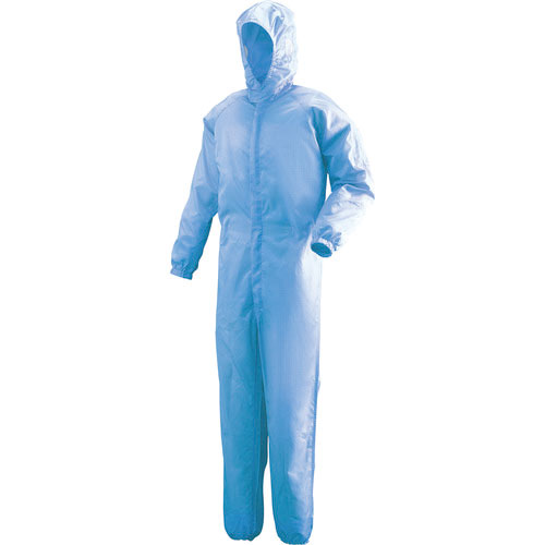 ミドリ安全　フード一体型クリーンウェア　ブルー　３Ｌ＿