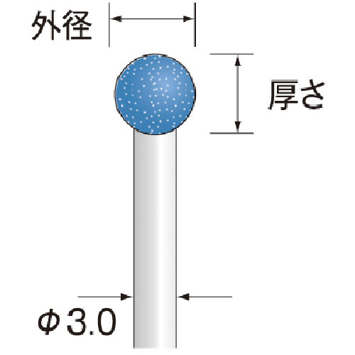 ミニモ　軸付砥石　ＳＰＨ砥石　軸径３ｍｍ　粒度＃８０　外径Φ１０＿
