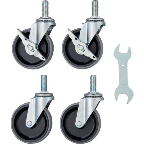 ＴＲＵＳＣＯ　ステンレス製ワゴン用キャスターセット　クリーンフェニックスワゴン用　１００Φ　ＮＵ車輪＿