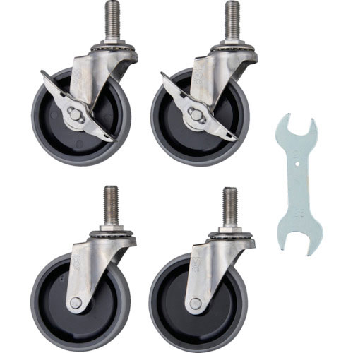 ＴＲＵＳＣＯ　ステンレス製ワゴン用キャスターセット　クリーンフェニックスワゴン用　１００Φ　ＮＵ車輪＿
