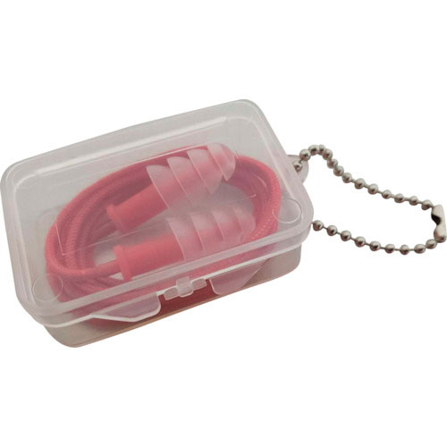 ＴＲＵＳＣＯ　まとめ買い　耳栓シリコンフランジ型　金属探知反応タイプ（コード付き、ケース入り）５０組＿