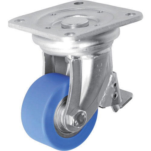 シシク　低床超重荷重用キャスター　自在ストッパー付　８０径　モノマーキャスティングナイロン車輪　三価＿