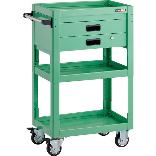 ＴＲＵＳＣＯ　ツールワゴン　ドルフィン　高さ調節式　６００Ｘ４００　２段引出　ヤンググリーン　ウレタ＿