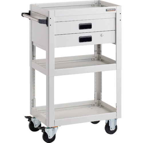 ＴＲＵＳＣＯ　ツールワゴン　ドルフィン　高さ調節式　６００Ｘ４００　２段引出　ホワイト＿