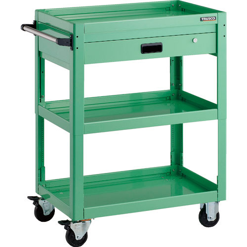 ＴＲＵＳＣＯ　ツールワゴン　ドルフィン　高さ調節式　７５０Ｘ５００　１段引出　ヤンググリーン＿