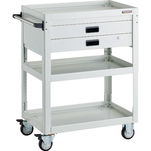 ＴＲＵＳＣＯ　ツールワゴン　ドルフィン　高さ調節式　７５０Ｘ５００　２段引出　ホワイト　ウレタン車輪＿