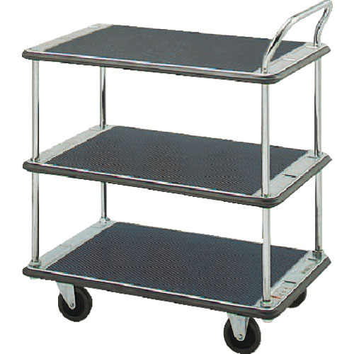 ダンディ　スチール台車　ダンディＤシリーズ　タイプＤＬ　３段テーブル片ハンドル式　Ｗ７１０×Ｄ４５０＿