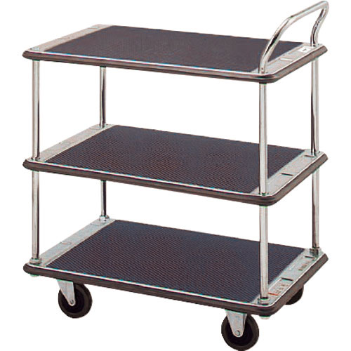 ダンディ　スチール台車　ダンディＤシリーズ　タイプＤＬ　３段テーブル片ハンドル式　サイレントキャスタ＿