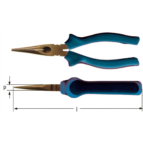 Ａｍｐｃｏスイス　防爆プライヤー　ロングノース　切断能力：鉄線１ｍｍ、銅線４ｍｍ　全長１８０ｍｍ＿