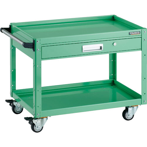 ＴＲＵＳＣＯ　ツールワゴン　イーグルワゴン　７５０×５００　２段引出付　ウレタン４輪自在　ヤンググリ＿