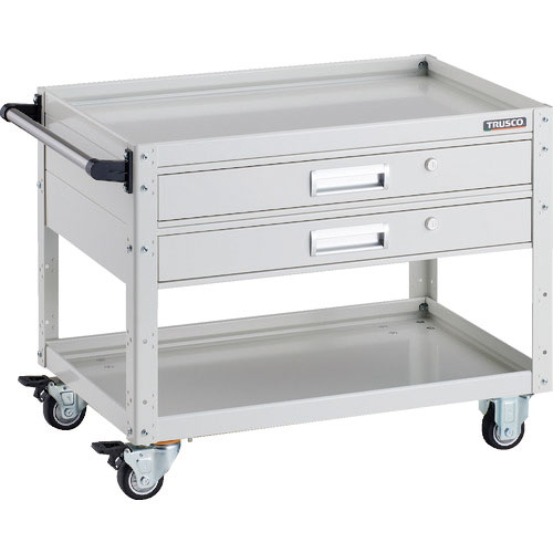 ＴＲＵＳＣＯ　ツールワゴン　イーグルワゴン　７５０×５００×Ｈ６００　２段引出付　ウレタン車輪　ホワ＿