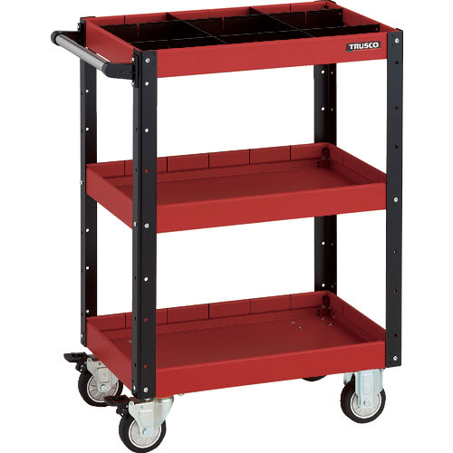 ＴＲＵＳＣＯ　ツールワゴン　イーグルワゴン　６００Ｘ４００ＸＨ８８０　深型３段　１段仕切板付　ウレタ＿