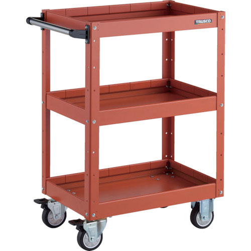 ＴＲＵＳＣＯ　ツールワゴン　イーグルワゴン　６００Ｘ４００ＸＨ８８０　深型３段　ウレタン車輪　オレン＿