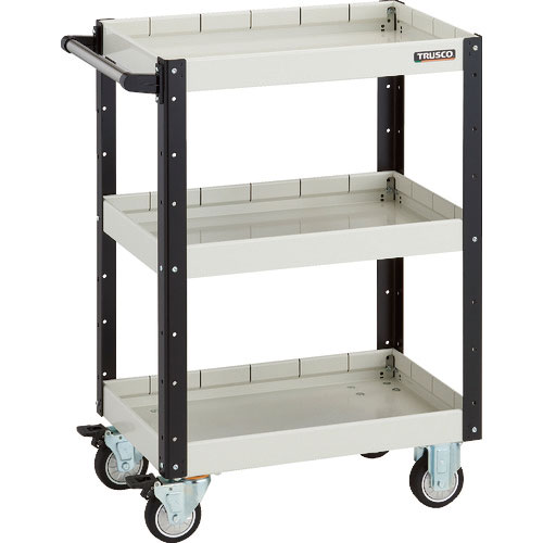 ＴＲＵＳＣＯ　ツールワゴン　イーグルワゴン　６００Ｘ４００ＸＨ８８０　深型３段　ウレタン車輪　ホワイ＿