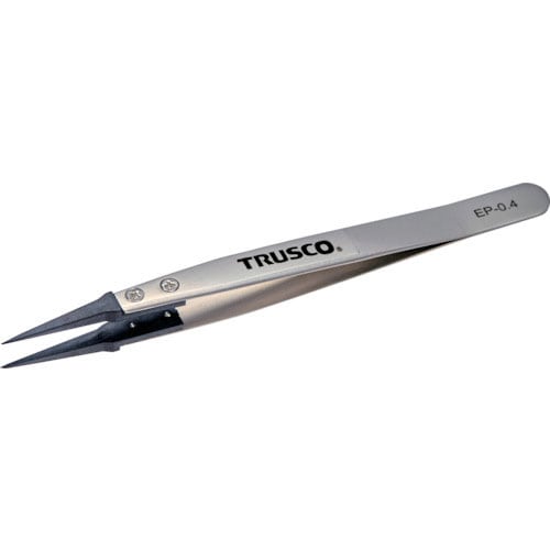 ＴＲＵＳＣＯ　ＥＳＤチップピンセット　先細型　先端幅０．４ｍｍ＿