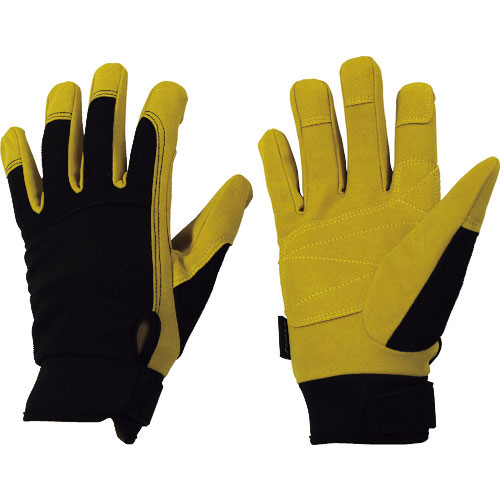 おたふく　フーバー　マイクロファイバーグローブ　ストロングモデル　ブラック／キャメル　Ｓ＿