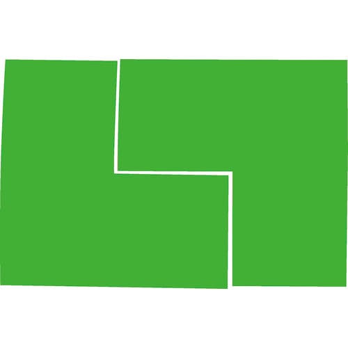 ＴＲＵＳＣＯ　蛍光Ｌ字シール　グリーン　１シート２枚入　５０ｘ１００ｘ１００＿