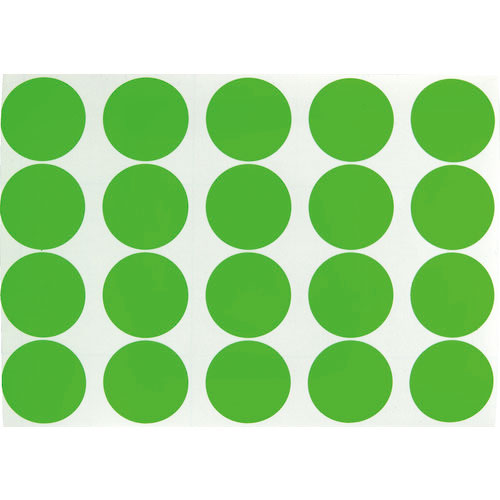 ＴＲＵＳＣＯ　蛍光ドットシール　５０Φ　グリーン　１シート２０個入＿