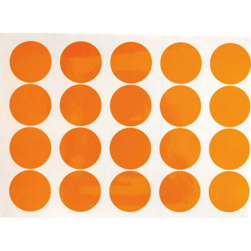 ＴＲＵＳＣＯ　蛍光ドットシール　５０Φ　オレンジ　１シート２０個入＿