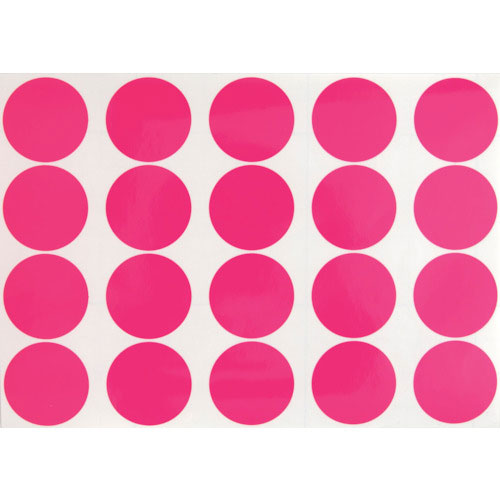 ＴＲＵＳＣＯ　蛍光ドットシール　５０Φ　ピンク　１シート２０個入＿