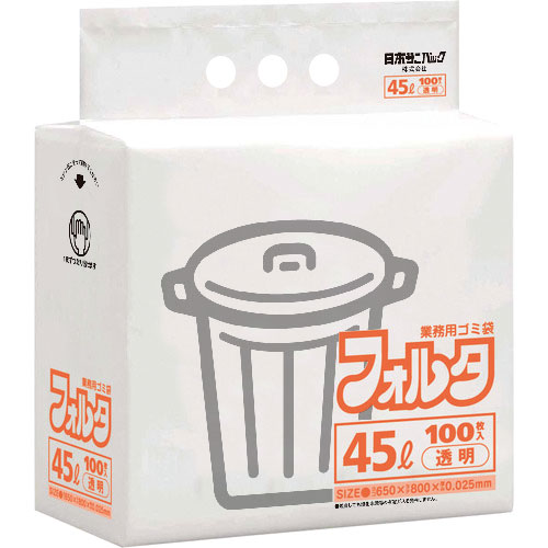 サニパック　ＦＵ４Ｃ　環優包装フォルタ薄口　４５Ｌ　透明　１００枚