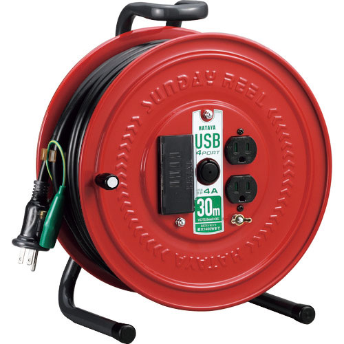 ハタヤ　ＵＳＢポート付コードリール（接地付）＿