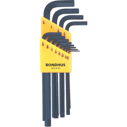 ボンダス　六角Ｌ－レンチ　ロング　インチ　セット１２本組（０．０５０－５／１６）＿