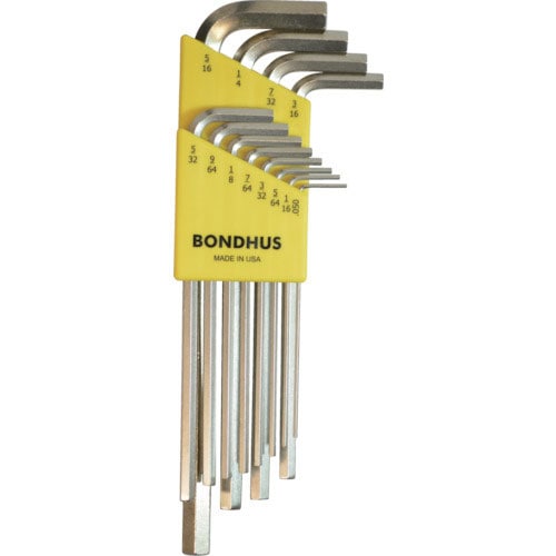 ボンダス　六角Ｌ－レンチ　ロング　インチ　セット１２本組（０．０５０－５／１６）＿