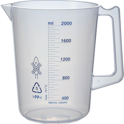 ＴＲＵＳＣＯ　ポリプロピレン青目盛ビーカー　２０００ｍｌ（取手付）＿