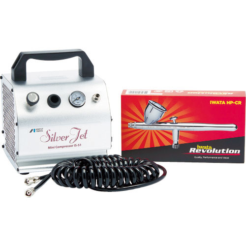 アネスト岩田　エアーブラシキット　エアブラシ（ＨＰ－ＣＲ）、コンプレッサー（ＩＳ－５１）＿