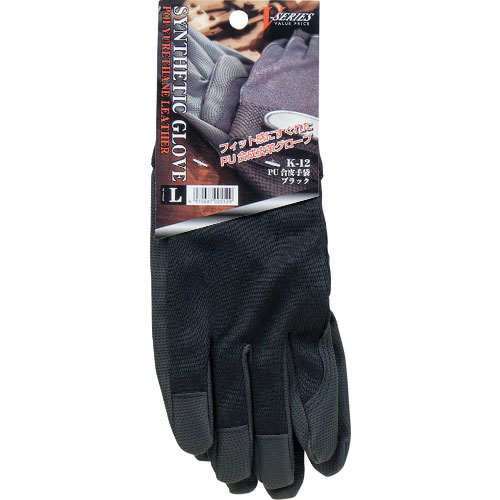 おたふく　Ｋ－１２　ブラック　ＰＵ合皮手袋　Ｌ＿