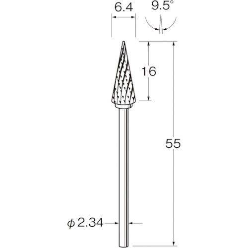 リューター　精密加工用超硬カッタークロスカット刃径（ｍｍ）：６．４＿