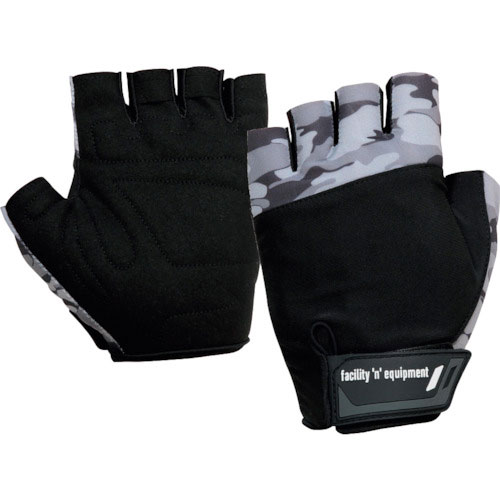 おたふく　重作業用指出しマイクロファイバー手袋　ブラック×カモフラ　Ｍ＿