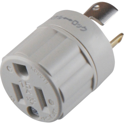 アメリカン電機　アダプター　引掛形→平刃形　白　接地２Ｐ１５Ａ１２５Ｖ＿