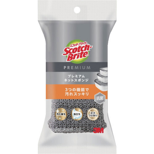 ３Ｍ　スコッチブライトＴＭ　プレミアムネットスポンジ（グレー）＿