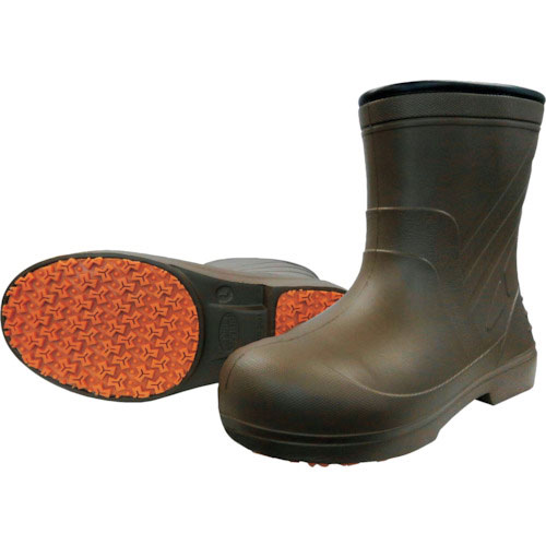 喜多　柔らかいＥＶＡラバー安全ショートラバーブーツ　ブラウン　Ｌ（２５．５～２６．０）＿