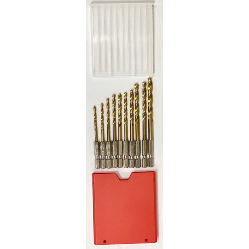 ＫＩドリル　六角軸チタンコーティングドリルセット１０本組＿