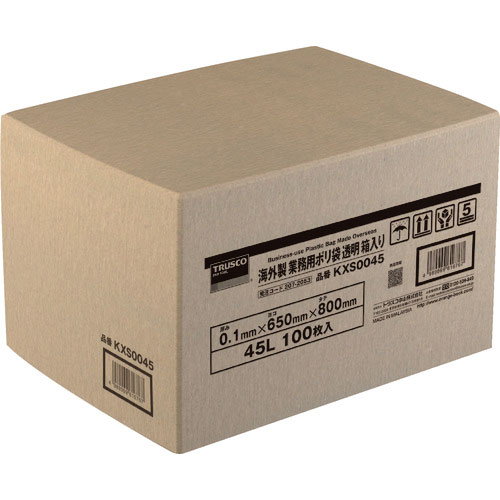 ＴＲＵＳＣＯ　海外製　業務用ポリ袋　透明・箱入　０．１×４５Ｌ　１００枚入＿