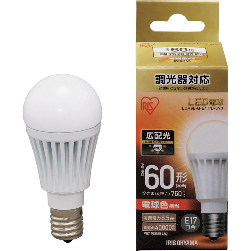 ＩＲＩＳ　ＬＥＤ電球　Ｅ１７広配光タイプ　調光器対応　６０形相当　電球色＿