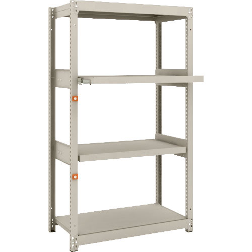 ＴＲＵＳＣＯ　スチール製軽中量ボルトレス棚　Ｍ１．５型　Ｗ８６０×Ｄ４４５×Ｈ１５００　４段うちスラ＿