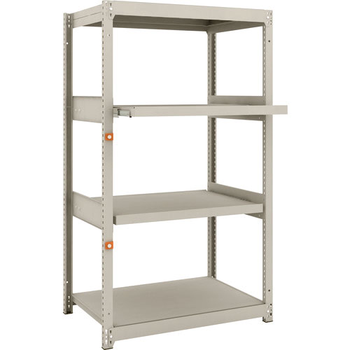 ＴＲＵＳＣＯ　スチール製軽中量ボルトレス棚　Ｍ１．５型　Ｗ８６０×Ｄ５９５×Ｈ１５００　４段うちスラ＿