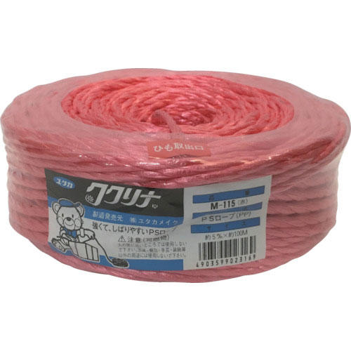 ユタカメイク　荷造り紐　ＰＳロープ　５ｍｍ×１００ｍ　赤＿
