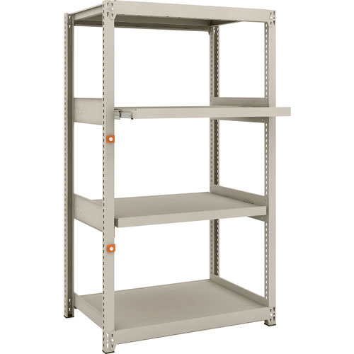 ＴＲＵＳＣＯ　スチール製軽中量ボルトレス棚　Ｍ２型　Ｗ８６０×Ｄ６００×Ｈ１５００　４段うちスライド＿