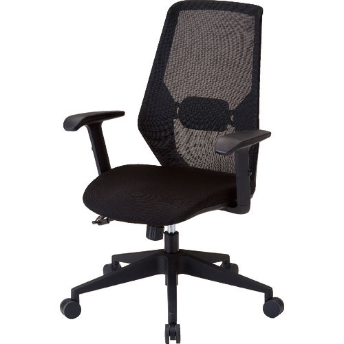 ＴＲＵＳＣＯ　メッシュハイバックチェア“ＶＩＥＮＴＯ”　肘付　ブラック＿