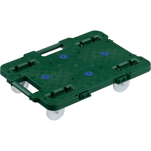 ＴＲＵＳＣＯ　樹脂製平台車　連結式ルートバン　６１５Ｘ４１５　ナイロン車輪　４輪自在　緑＿