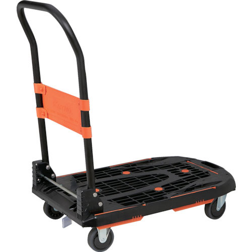 ＴＲＵＳＣＯ　樹脂台車　カルティオ（新型）　７８０Ｘ４９０　折畳　黒　樹脂ストッパー　荷物落下防止柵＿